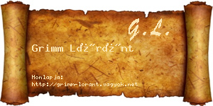 Grimm Lóránt névjegykártya