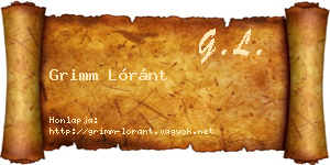 Grimm Lóránt névjegykártya